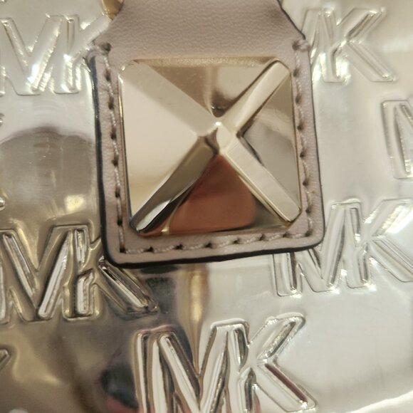 Michael Kors Gold Embossed MK Gold Metallic-Finish Grayson Satchel - Picture 15 of 16